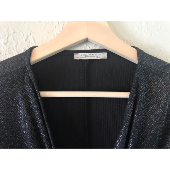 Zara Front Knot Twist Midi Metallic Black Dress - Picture 8 of 10